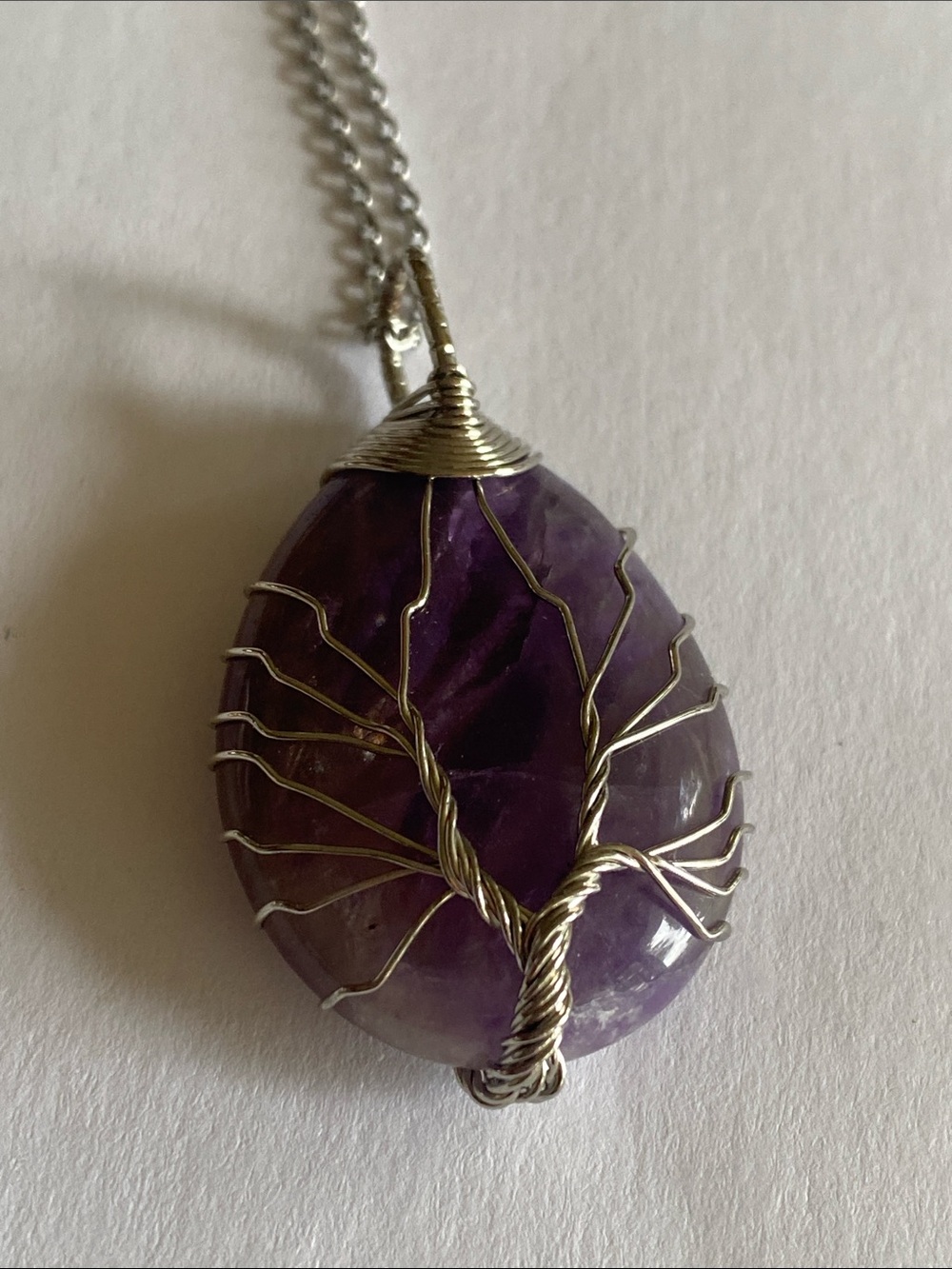 Artisan Purple Amethyst Tree of Life Pendant Necklace